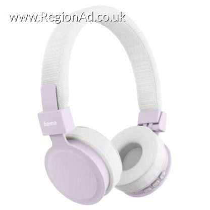 Hama (Freedom Lit III) Bluetooth Headset w/ Mic, 3.5mm Jack/USB-C, Foldable, Up to 15hrs Battery, White