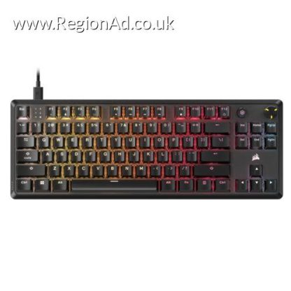 Corsair K70 CORE TKL RGB Mechanical Gaming Keyboard, USB, Red Linear Switches, Sound Dampening, Rotary Dial, Aluminium Top Plate, Black