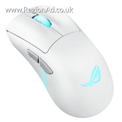Asus ROG Keris II Origin Wireless Lightweight RGB Gaming Mouse, Wired/Wireless/Btooth, AimPoint Pro Sensor, Push-Fit Switch Socket, 42000 DPI, Moonlight White