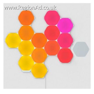 Nanoleaf Shapes Hexagons Starter Kit (15-Panels), RGB, Create an Illuminated Display, Ultra-Thin Panels, Screen Mirror/Music Reaction, App/Voice/Manual Control