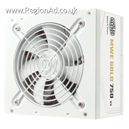 Cooler Master 750W MWE Gold V3 ATX 3.1 PSU, Fully Wired, HDB Bearing Fan, 80+ Gold, White