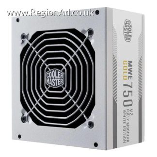 Cooler Master 750W MWE Gold V2 ATX 3.1 PSU, Fully Modular, HDB Bearing Fan, 80+ Gold, PCIe 5.1, White