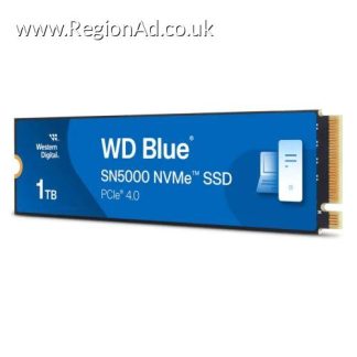 WD 1TB Blue SN5000 M.2 NVMe Gen4 SSD, M.2 2280, PCIe4, 3D NAND TLC, R/W 5150/4900 MB/s, 730K/770K IOPS